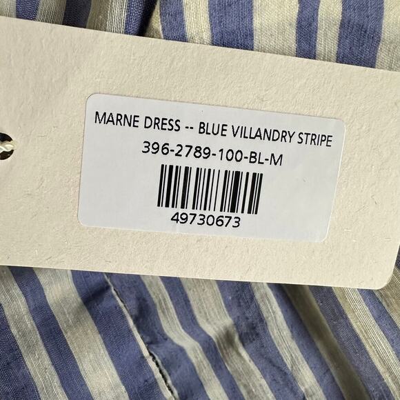 Doen  Marne Blue Villandry Striped Khadi Silk Voile Short Mini Dress Medium - Picture 5 of 12